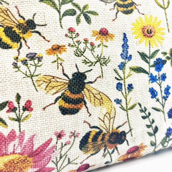 Summer Garden Bee Bees Flowers Wildflowers Zippered Pouch Cosmetic Travel Bag - Picture 2 of 5